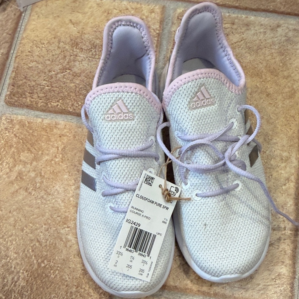 Adidas Kids Cloudfoam Sneakers - White and Lavender